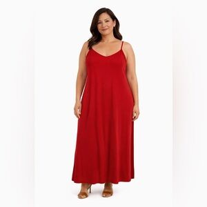 Faded Glory Red Maxi Dress Spaghetti Strap XL (16–18)